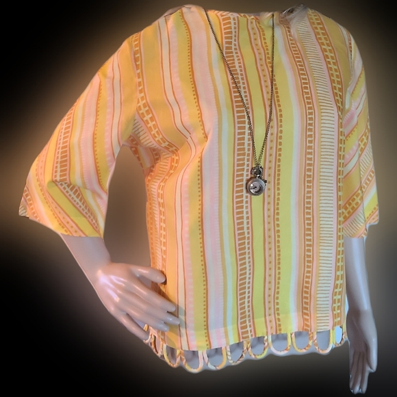 MODE O DAY Y2K WOMEN'S SIZE MEDIUM STRIPED VINTAGE AVANT GARDE TOP - Picture 5 of 7